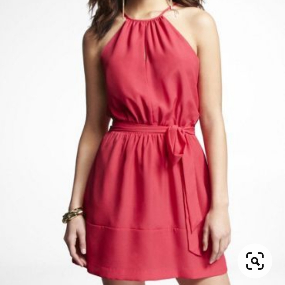 Express pink keyhole halter dress